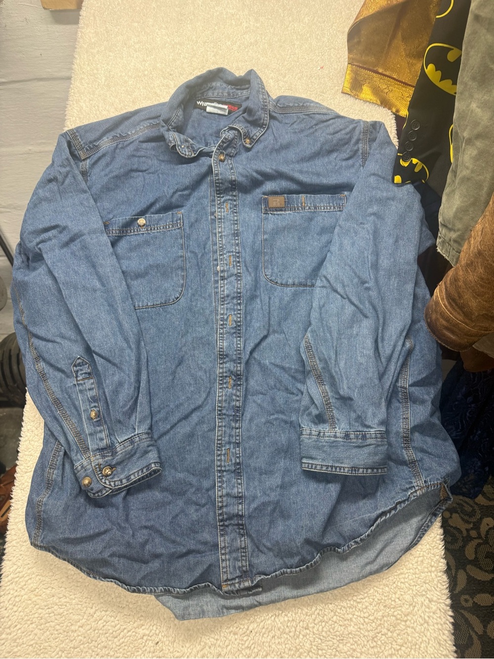 Wrangler Riggs Workwear Denim Button-Up Shirt - Blue size XXL
